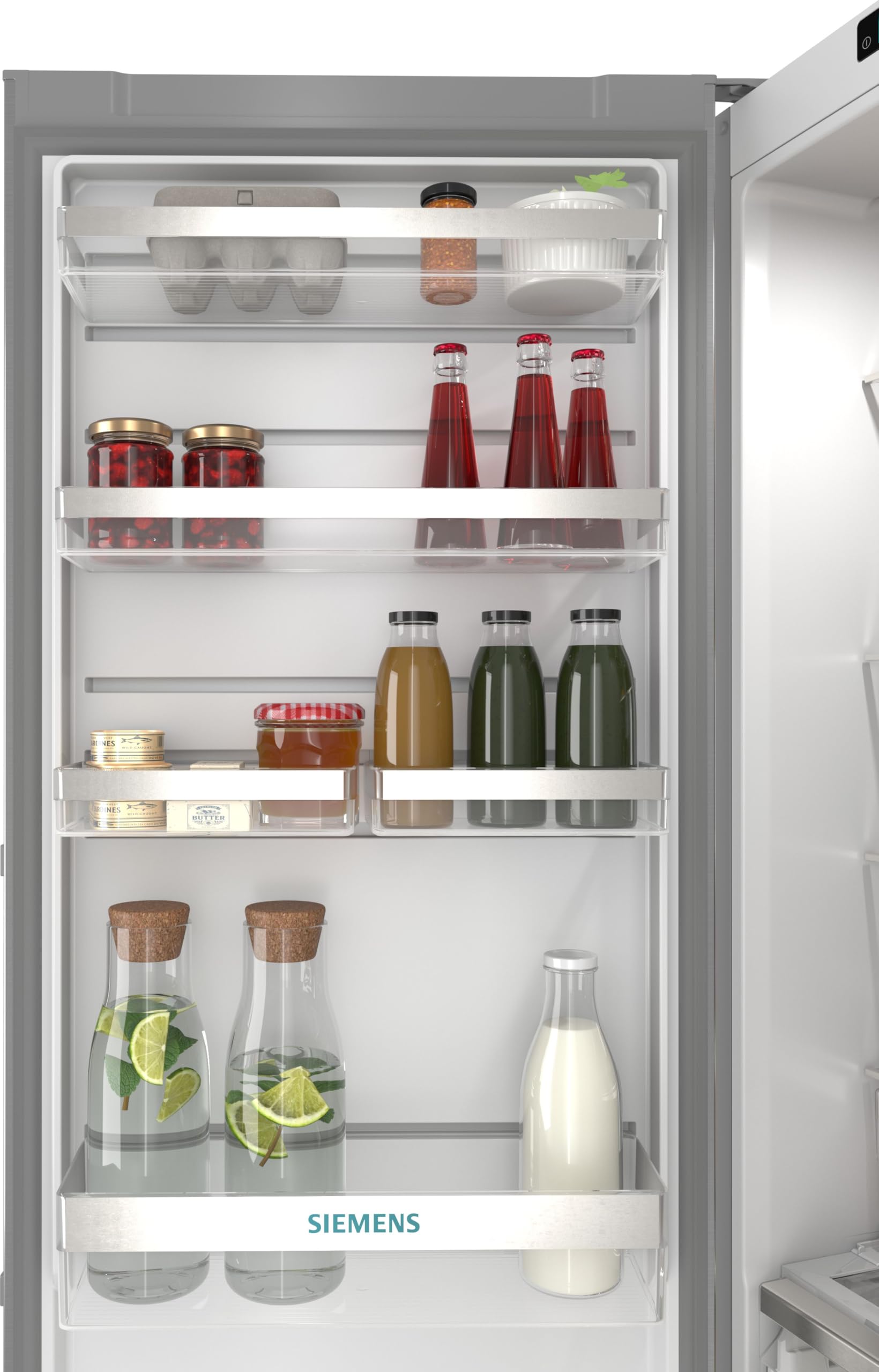 Siemens iQ300 Freistehender XXL Kühlschrank 186,2 x 59,5 cm, KS36NVICG, 402 L Kühlen, Total noFrost, hyperFresh 0°C Schubladen, LED-Beleuchtung, Metall-Rückwand, antiFingerprint Edelstahl
