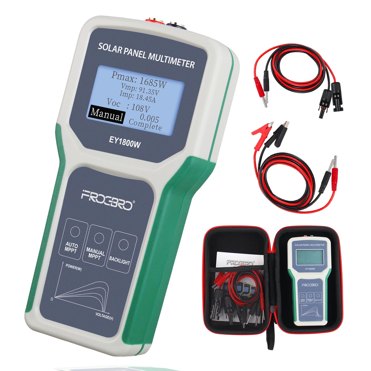 Pannello solare EY-1800 W, multimetro migliorato, con display LCD trasparente, strumento Smart MPPT per test solari