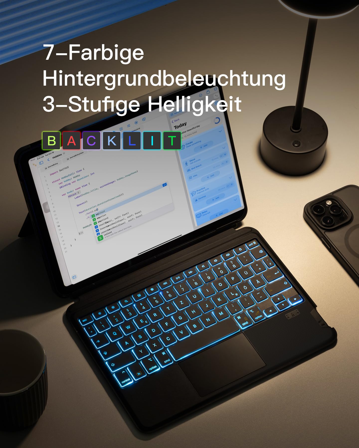 Inateck Hoes met toetsenbord, ultralicht toetsenbord voor iPad 10e