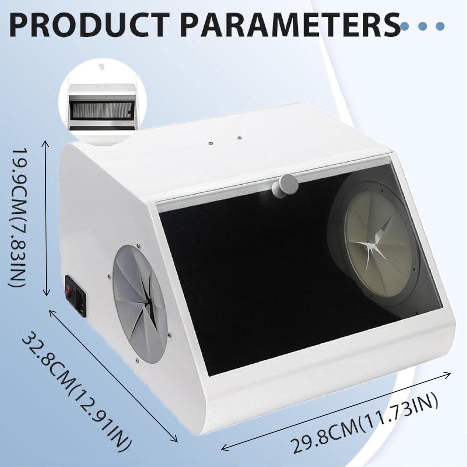 Dental Lab Dust Collector with 12 Led Light 2 Powerful Fan Transparent Window, for Jewelry Processing, Model Making Carving, Circuit Board Polishing