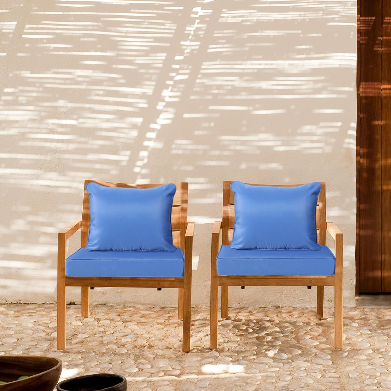 4Pcs Patio Cushion Covers Replacement,Outdoor Patio Seat Cushion Covers Furniture Sofa Covers,Waterproof Back Cushion Slipcovers Washable Pillow Cover with Zipper(25×25×3.15 inches,Blue)