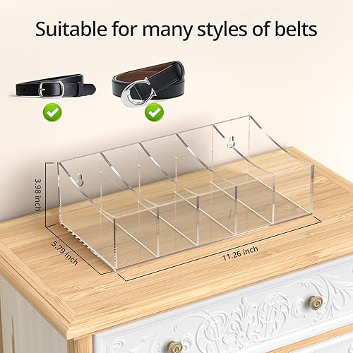 Miniatura 2 de KDSKSC Organizador de cinturón, soporte de almacenamiento de cinturón acrílico para el armario y el cajón, contenedor de cinturón de 5