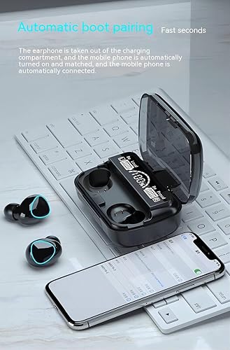 Miniatura 7 de Auriculares inalámbricos Bluetooth, verdaderos auriculares inalámbricos, pantalla LED, conexión Bluetooth, con caja de carga de batería, auriculares