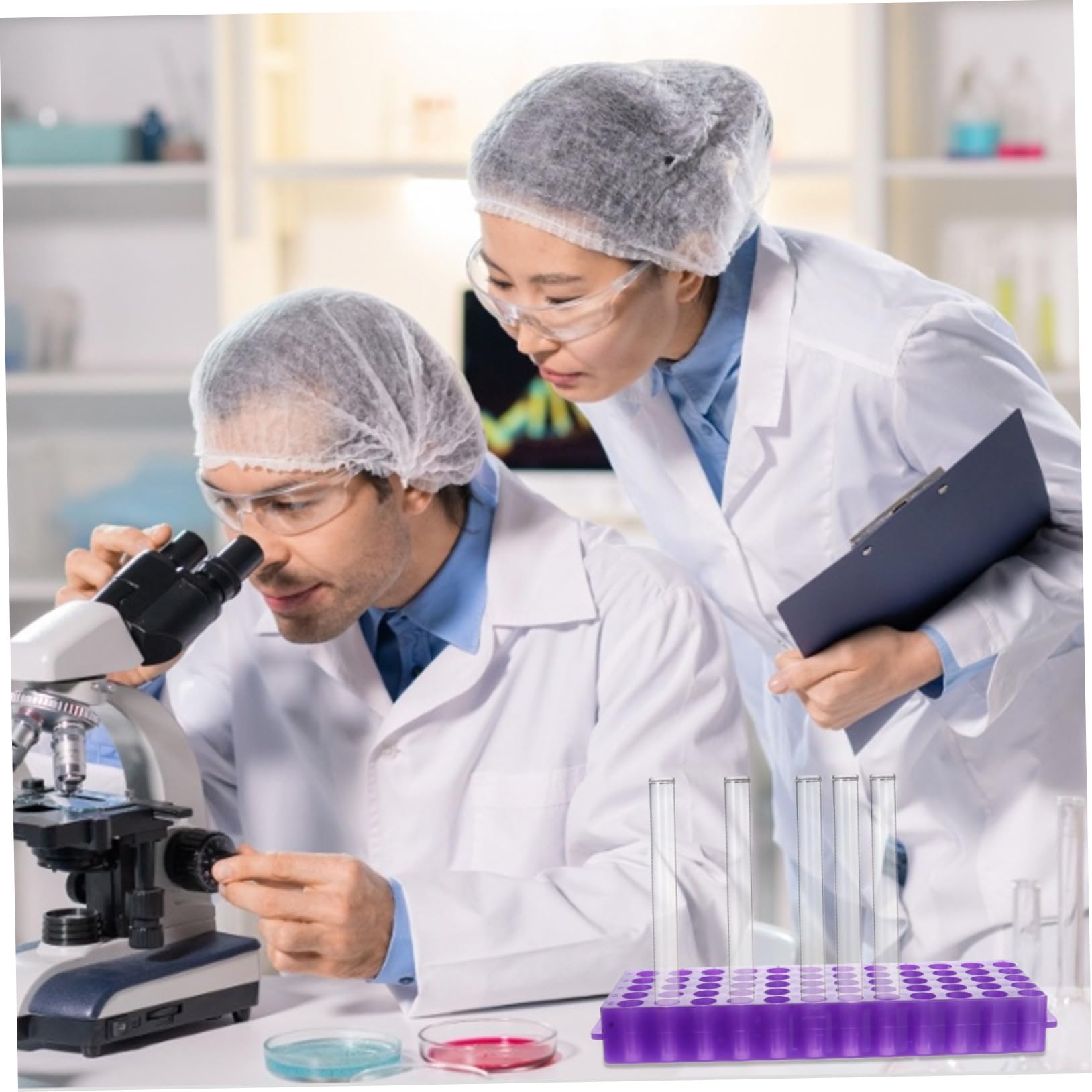 MAGICLULU Gradilla Agujeros Centrífuga de Laboratorio de Tubos 60 Doble Cara 2 Piezas Soporte para Tubos de 0,5ml y 1,5ml Material Pp para Experimentos Científicos