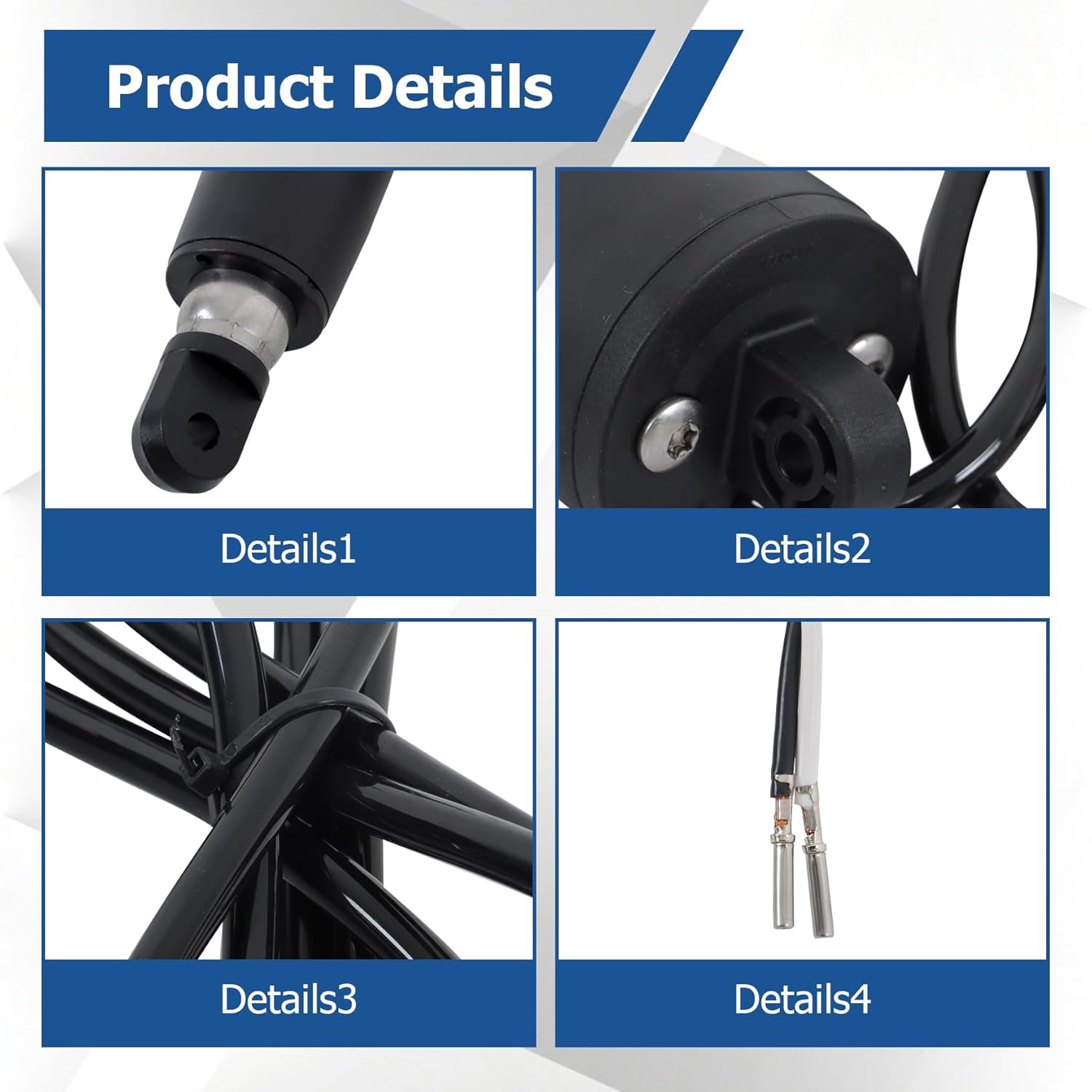 WFLNHB 15054001 15054-001 Boat Trim Tab Actuator Replacement for Marine with 2.25 Stroke 12 V 5/16Top Hole and 6 Wire Length