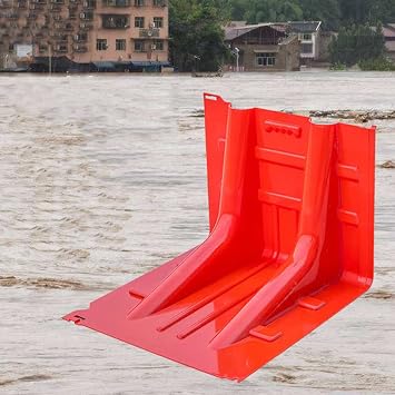 ABS Door Flood Barrier, L-Type Flood Protection Board Combination Flood Protection Board Residential Flood Protection for Garage BasementRed-4pcs