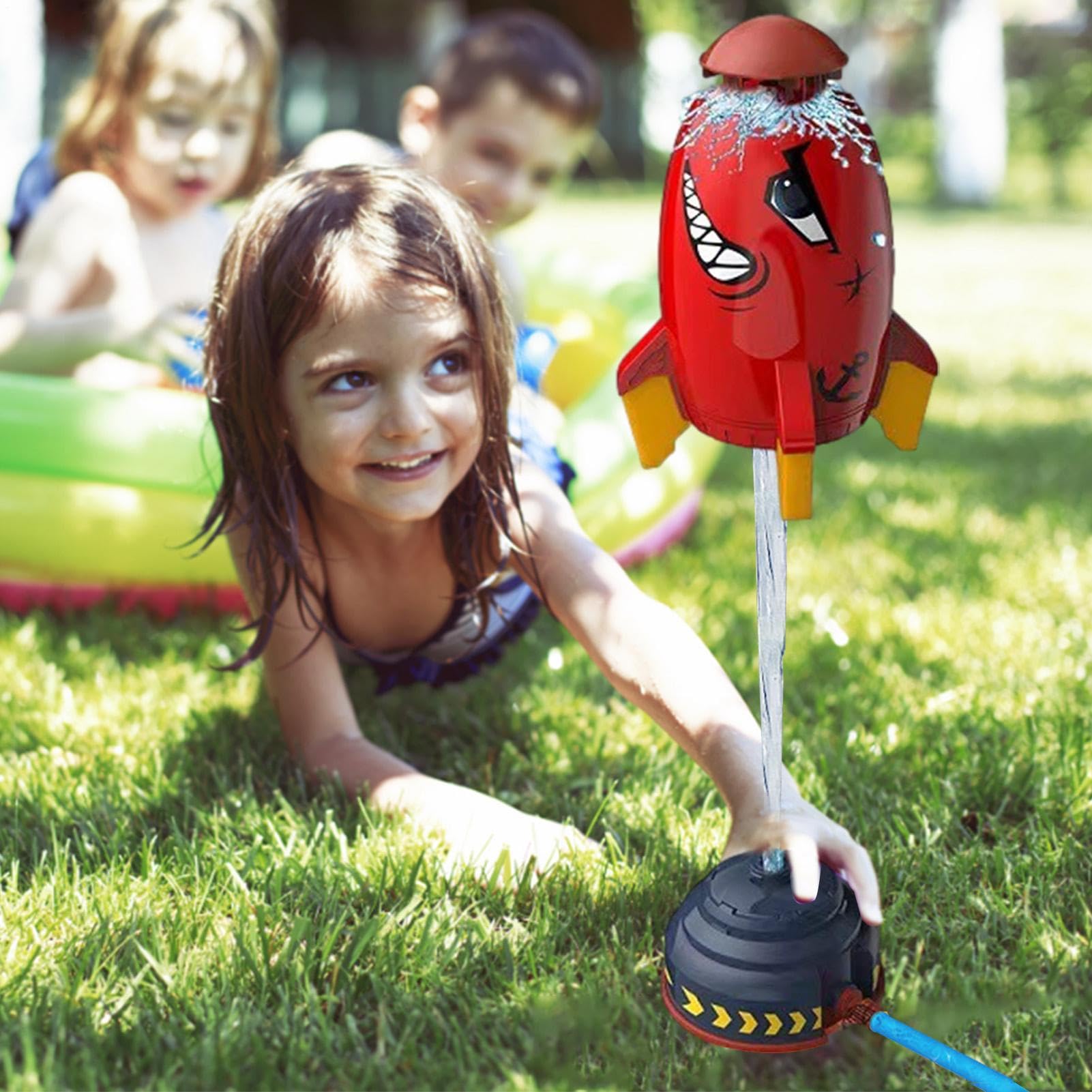 Rocket Rocket Wassersprinkler Kinder Outdoor Rocket Water Sprinkler mit Sprinklerköpfe Wasserspielzeug Garten,Wassersprinkler,Outdoor Wasserspielzeug Sprinkler