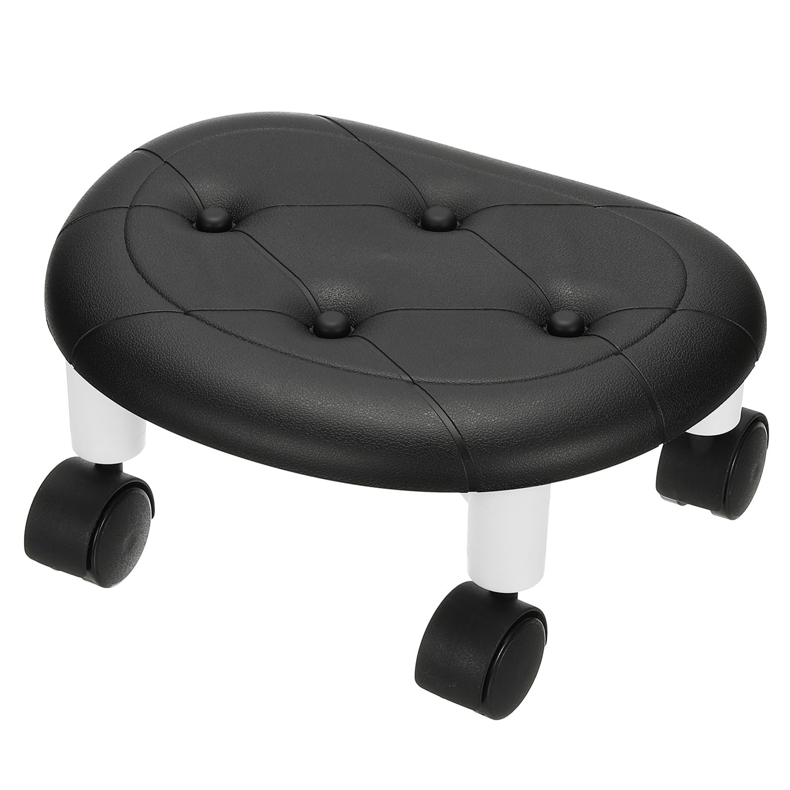 PATIKIL Low Rolling Stool with 360°Swivel Wheels for Cleaning Kitchen Floor Lower Cabinets Baseboards, Packing and Playing Drawing, Black