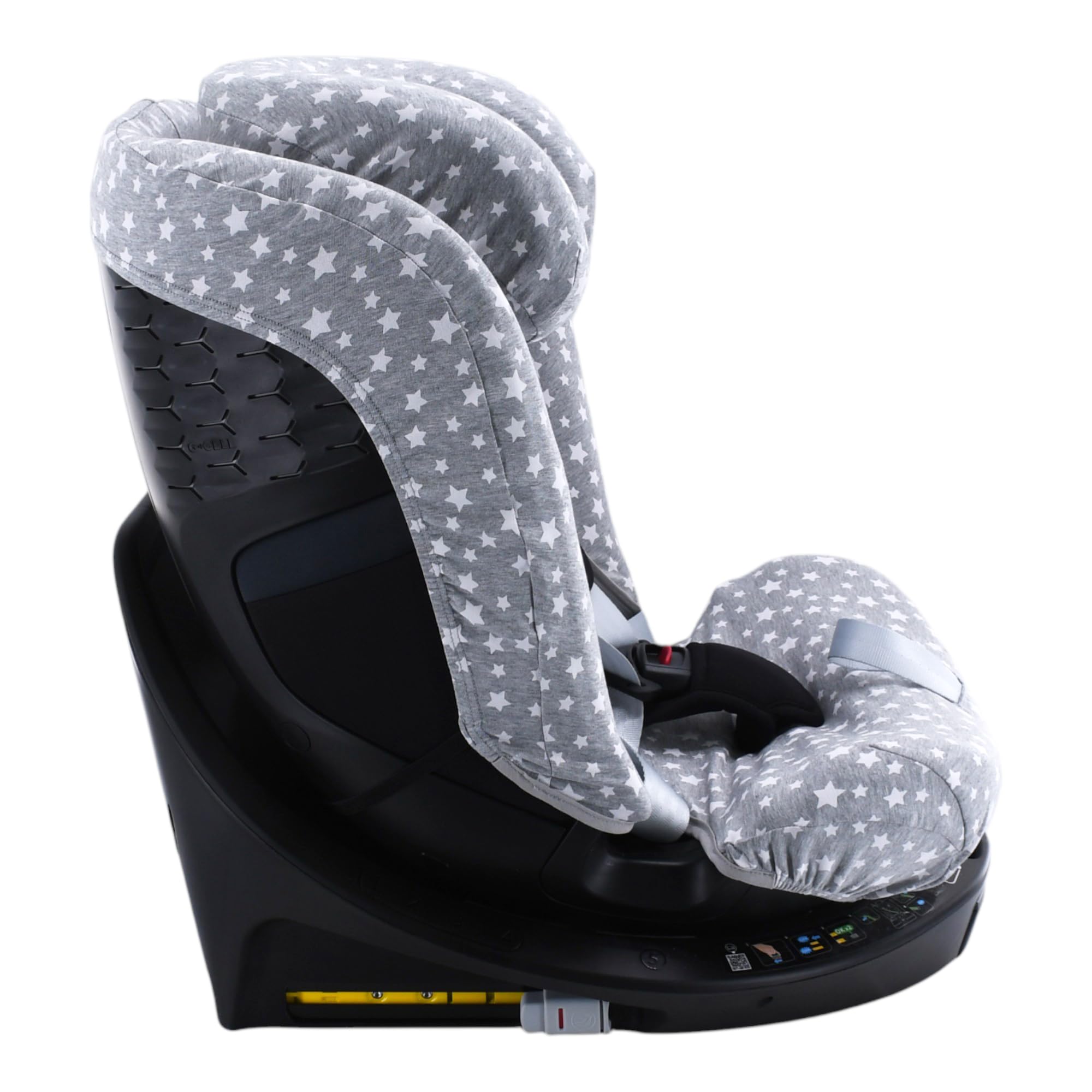 JYOKO Funda Compatible con Maxi-Cosi Emerald 360 S i-Size Hecha con algodón orgánico – Ajuste preciso y Tejido Transpirable para Mayor Confort. Estampado White Star