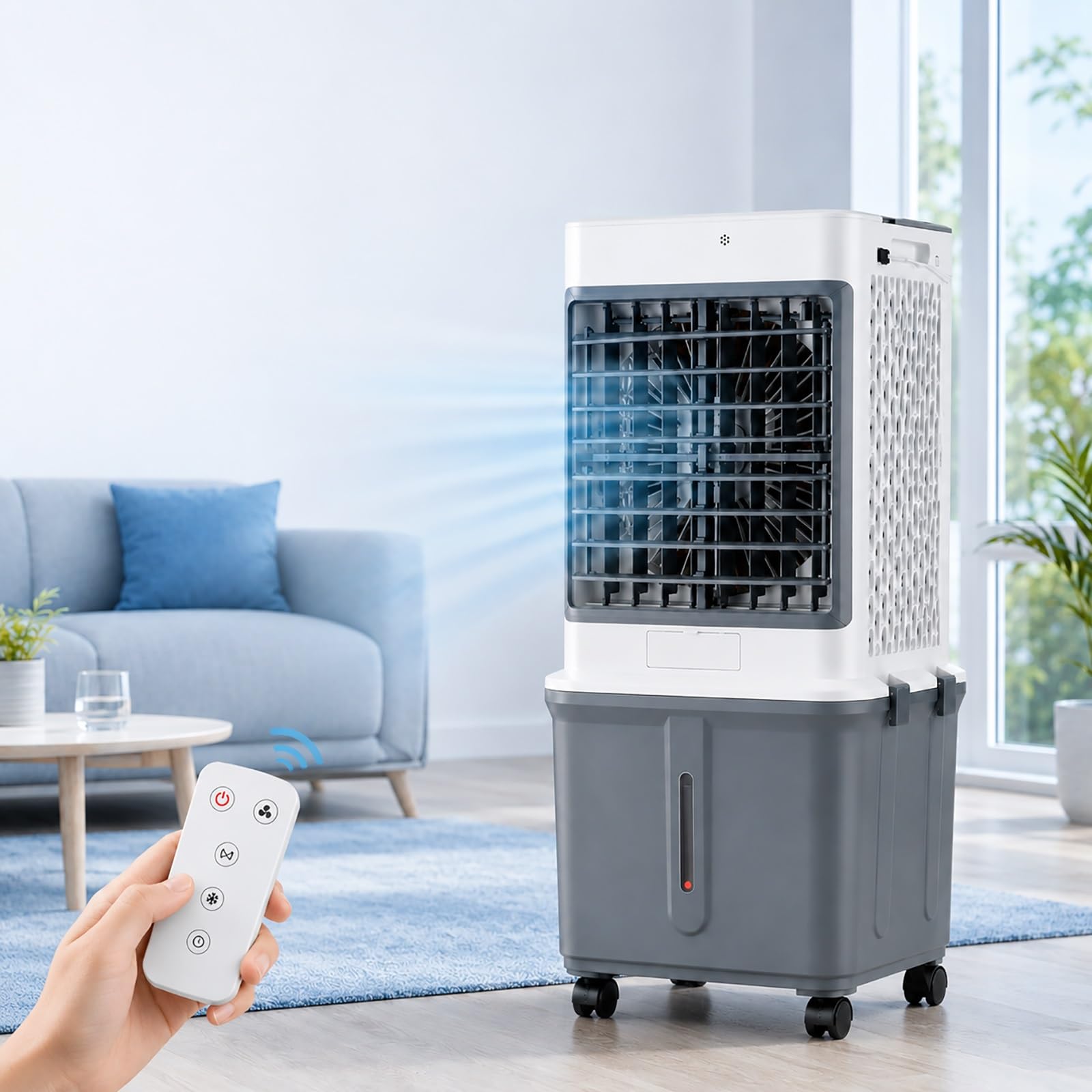 Xgqxzwc White Commercial Evaporative Air Cooler, Portable Swamp Cooler, Remote Control