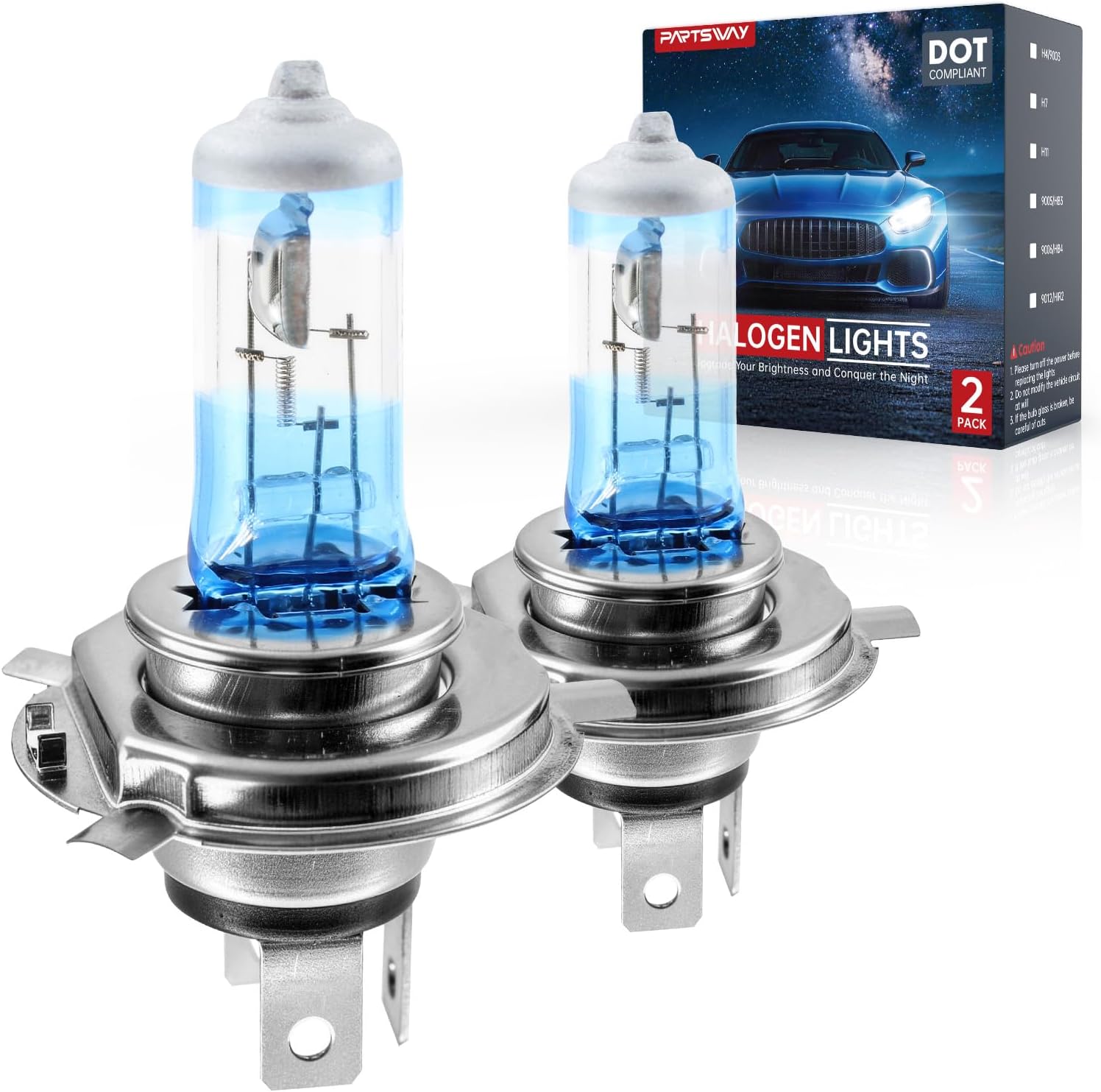 H4/9003 Halogen Headlight Bulb, 4000K Warm White, OEM Replacement, 2 Pack