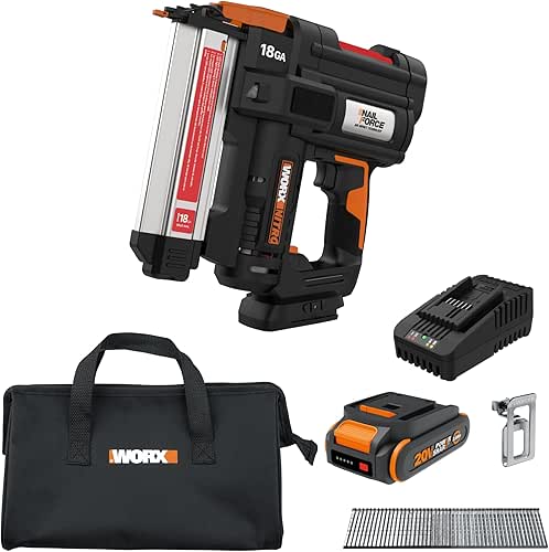 Worx Nitro 20V 18GA Cordless Brad Nailer, Cordless Nail Gun,
