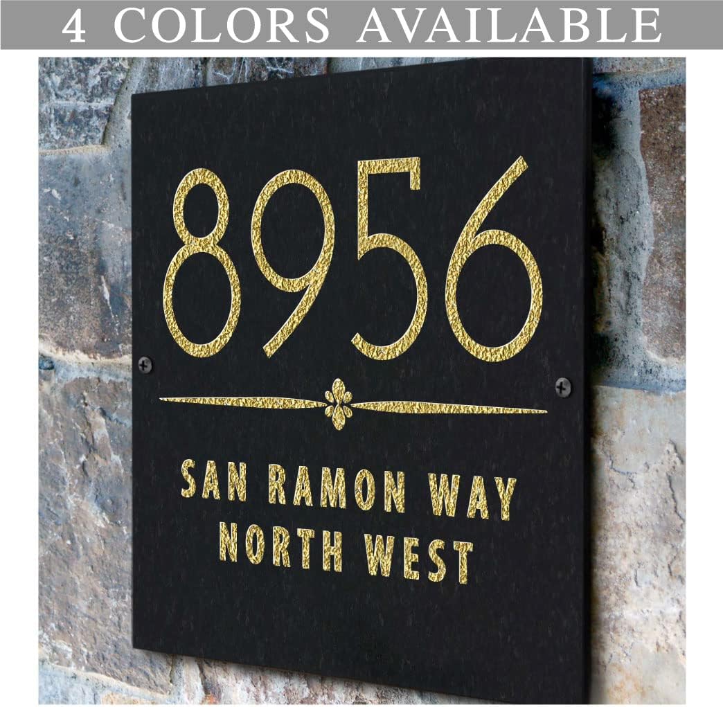 THE FAIRWAY SQUARE Stone Address Plaque With Engraved Numbers. Address Sign Made from solid, real stone.