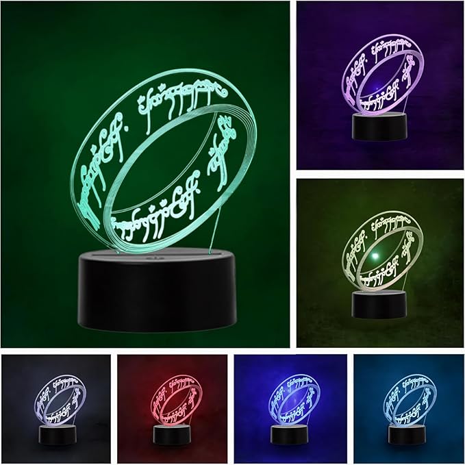 Lámpara de Mesa 3D El Señor de los Anillos con Luz Nocturna y Colores Personalizables