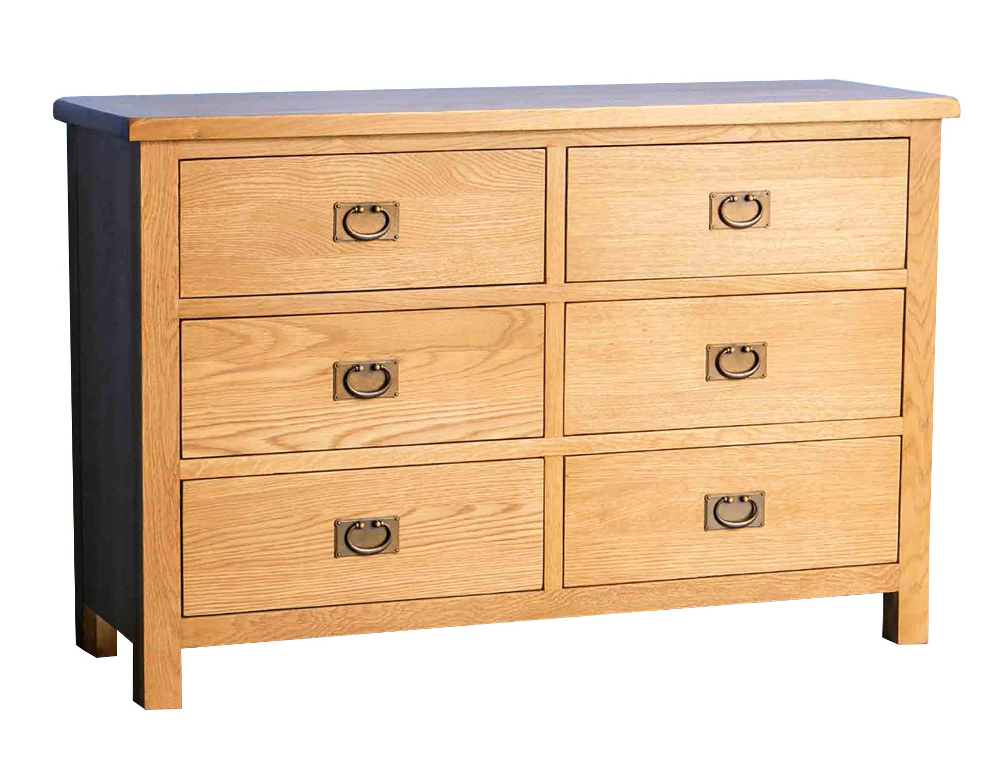 Buy Surrey Oak 3+3 Chest of Drawers Large & Wide Traditional Rustic