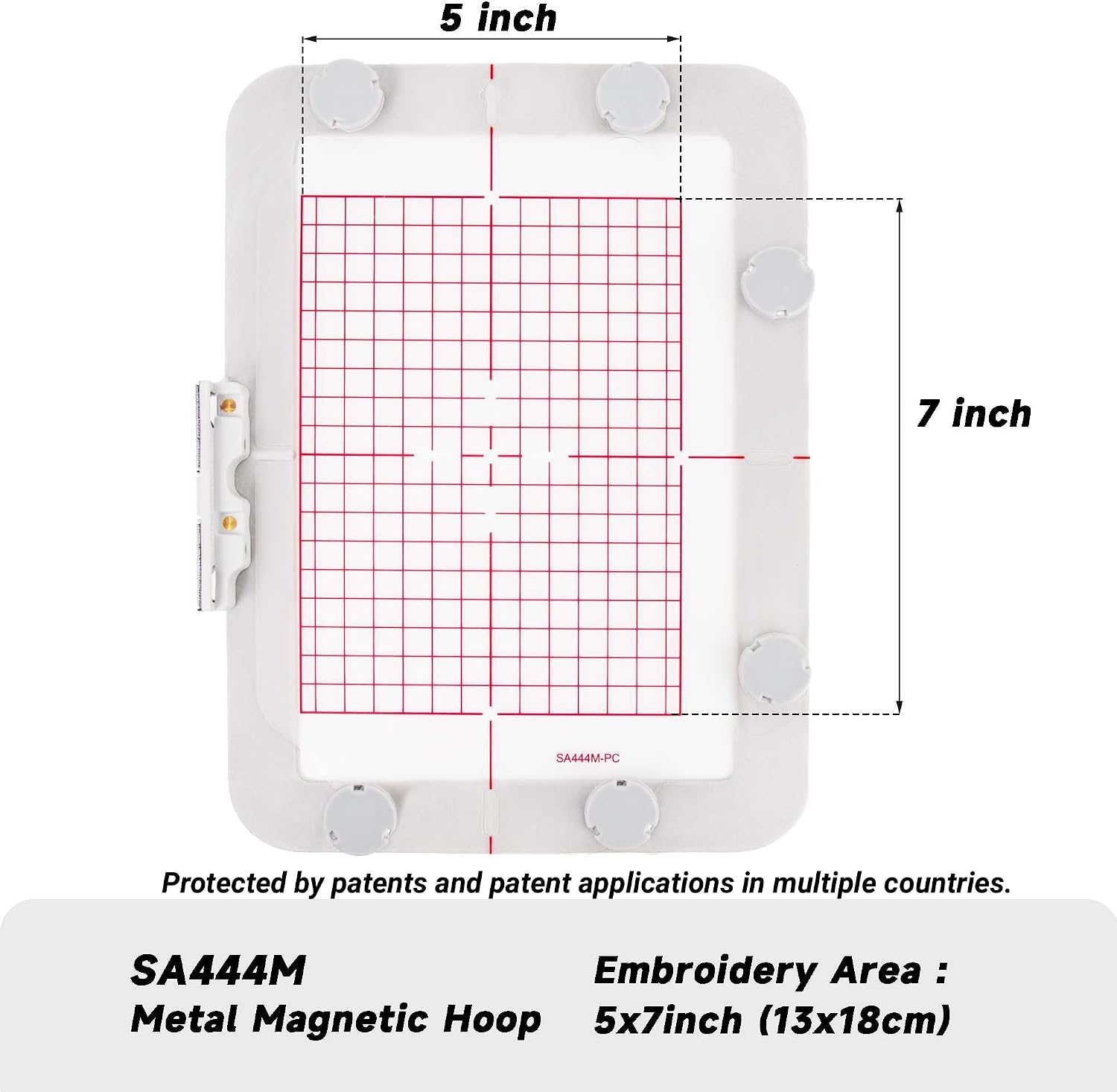 Brewland Metal Magnetic Embroidery Hoop for Brother PE900 SE2000 PE800 SE1900 PE770 PE780D PE700 SE2100Di NS2750D NS1150E and Babylock Accord Esmore Ellure Plus (5"x7"-SA444M)