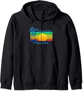 Honeymoon Island Florida Retro Tropical Beach Sunset Zip Hoodie