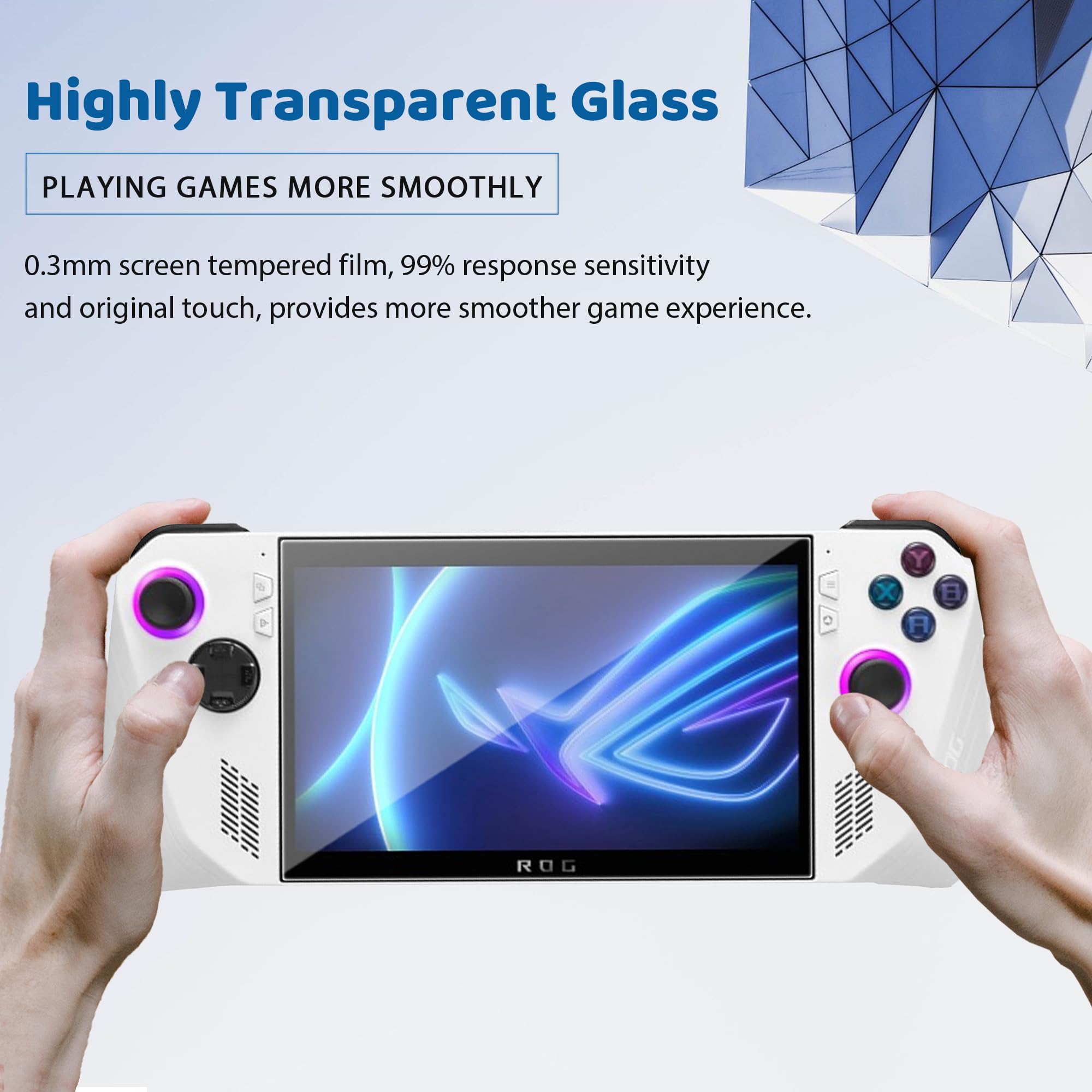 Protection d'écran pour Rog Ally RC71L Protection d'écran en verre trempé pour ASUS ROG Ally Gaming Handheld 9H Hardness Fully Covered Ultra HD Anti-Fingerprint Bubble Free Tempered Glass Film 3 Pack