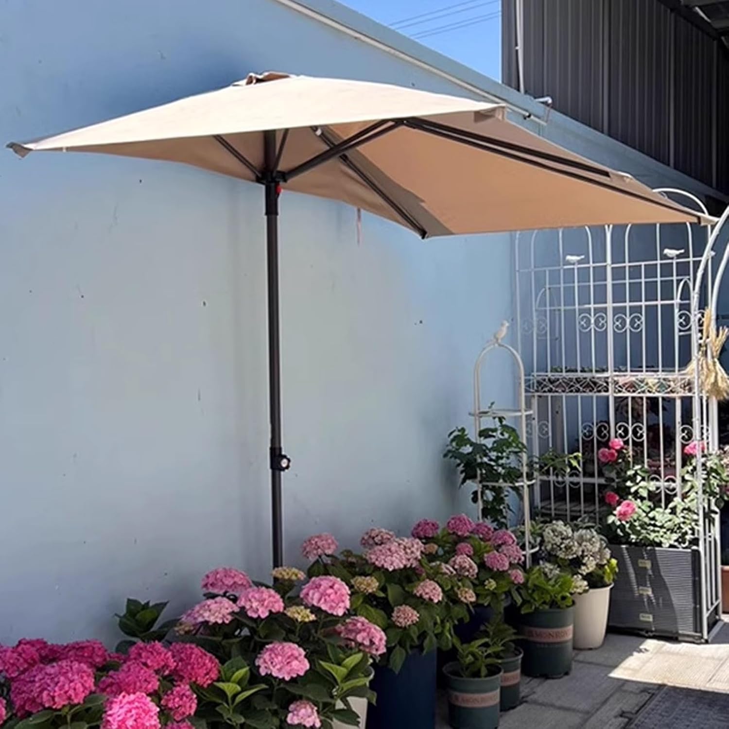 Parasol Half Round,Outdoor Umbrella,Rectangular Patio Umbrella for Market, Terrace, Beach, Outdoor Restaurant(without base)(Green,250x130CM)