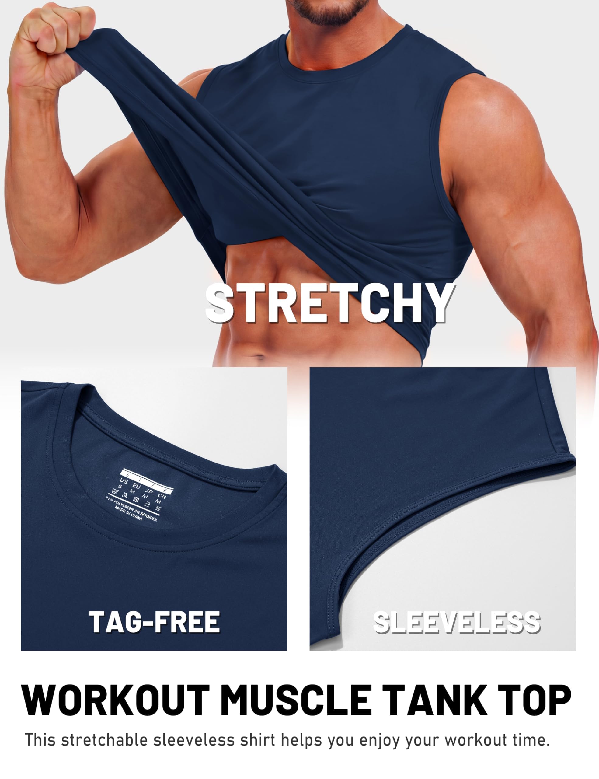 TACVASEN Débardeur sans Manches pour Hommes pour La Musculation, Léger pour L'entraînement Et La Course D'été, Protection UV UPF50+