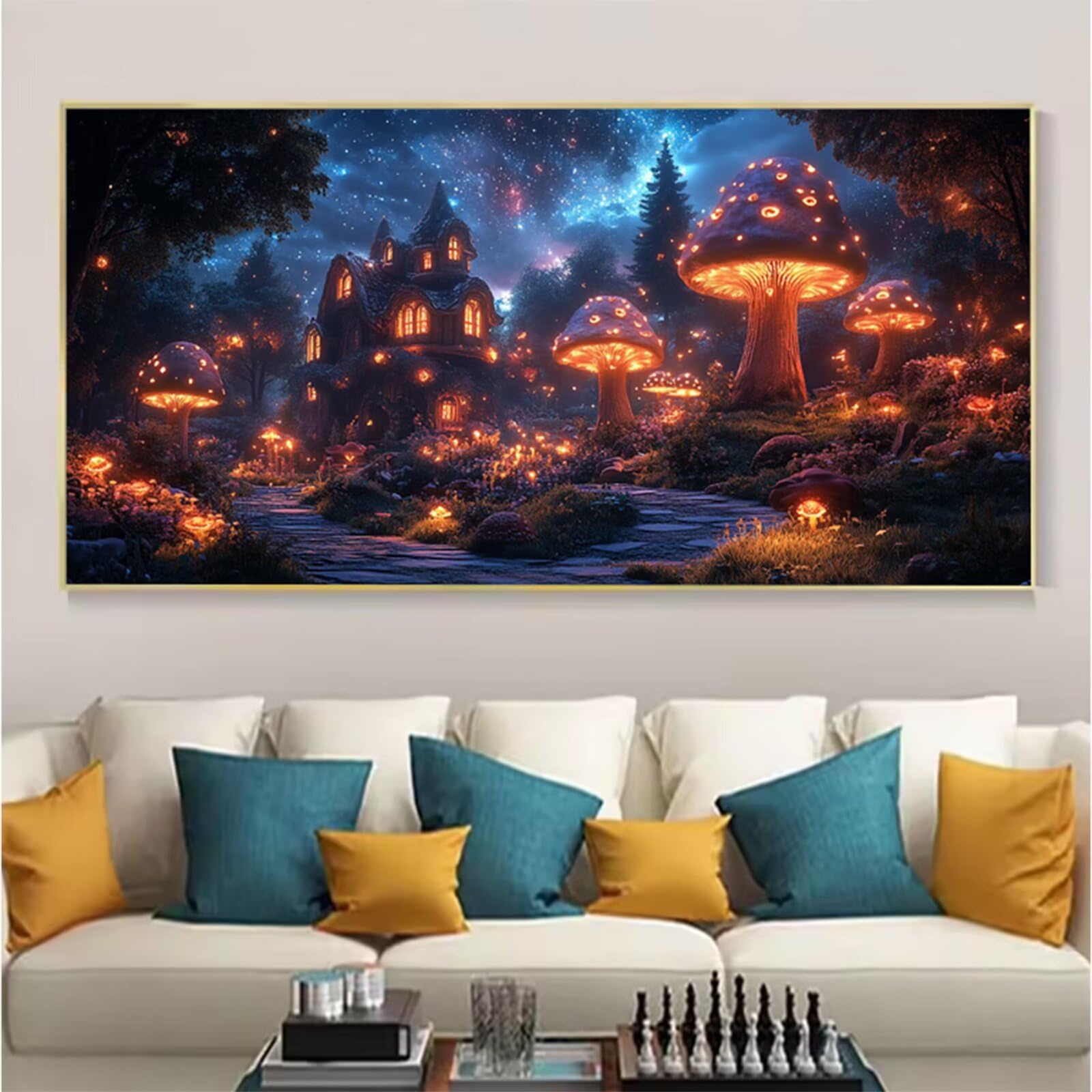 las malowanie według numerów dorosłych, DIY malowanie według numerów dorosłych, grzyb Paint by Numbers Adult Obraz olejny na płótnie z 3 pędzlami i pigmentem akrylowym Home Decor, 80x160cm J3-214