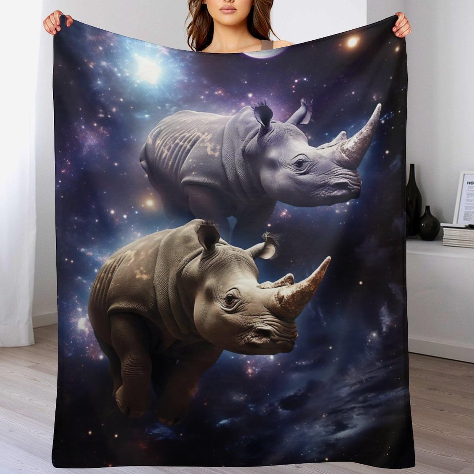 Plaid jeté canapé flanelle rhinocéros pour des soirées cocooning cosy