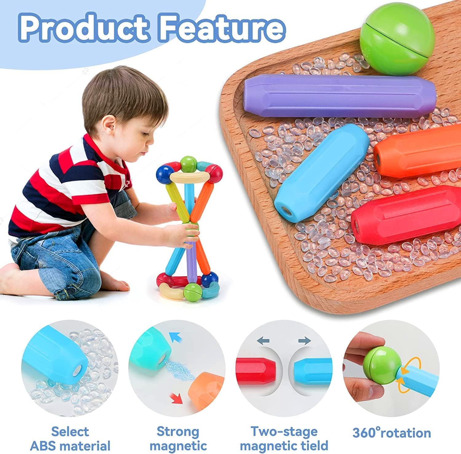 Umadiya® Jumbo Size Magnetic Sticks Building Blocks for Kids Magnetic Toys for Boys Age 3+ Year Old Educational Stem Learning Magnet Stick with Balls Game Set (25 Pcs Magnetic Sticks-Ball) - Image 7 thumbnail