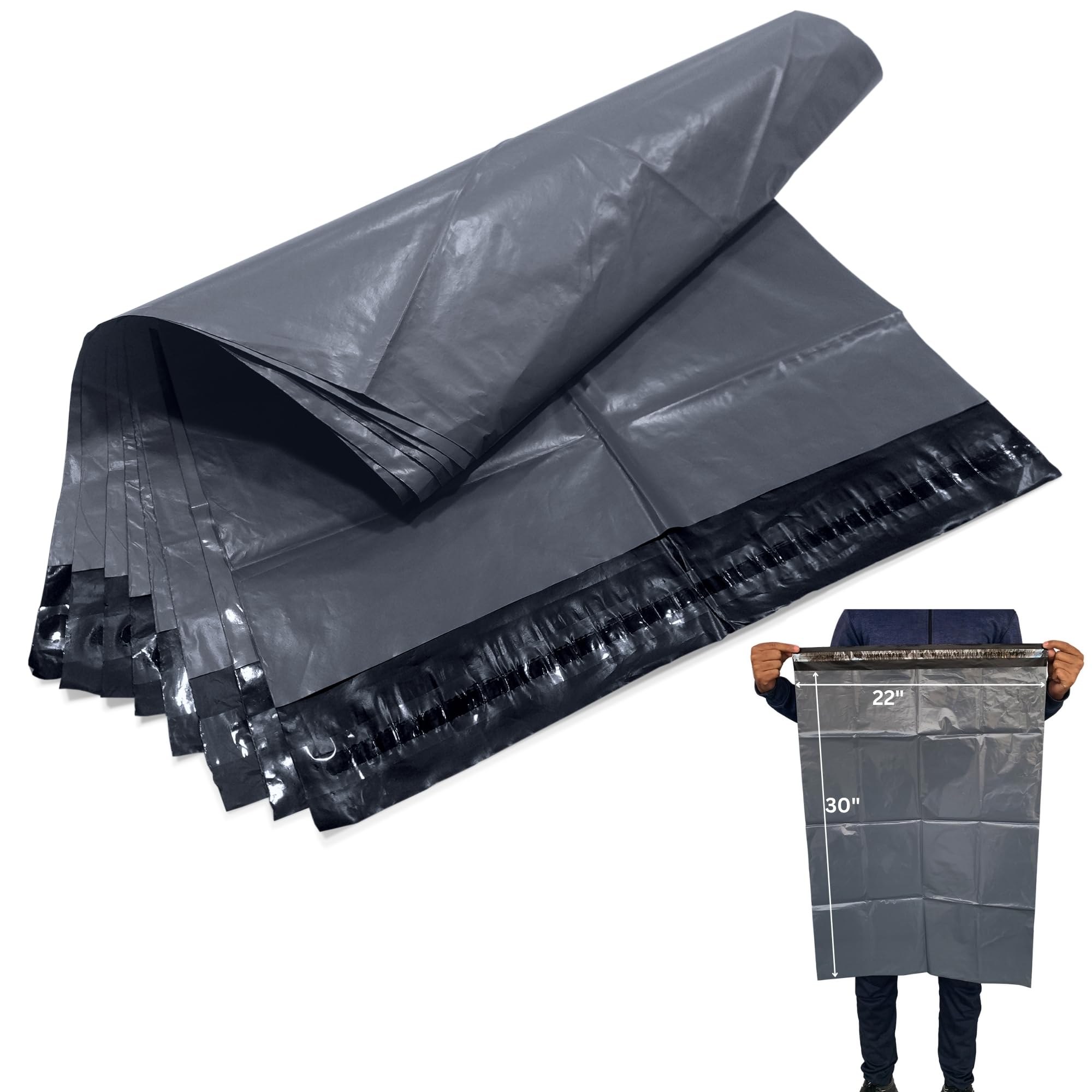 JeeJaan® 20 Pcs Grey Parcel Bags Large 22x30 in Grey Packing Bags 560 x 762 mm Large Poly Mailers Postage Bag – Envelope Postal Courier Shipping Mailers Tear-Proof Postal Delivery Bag — image 1