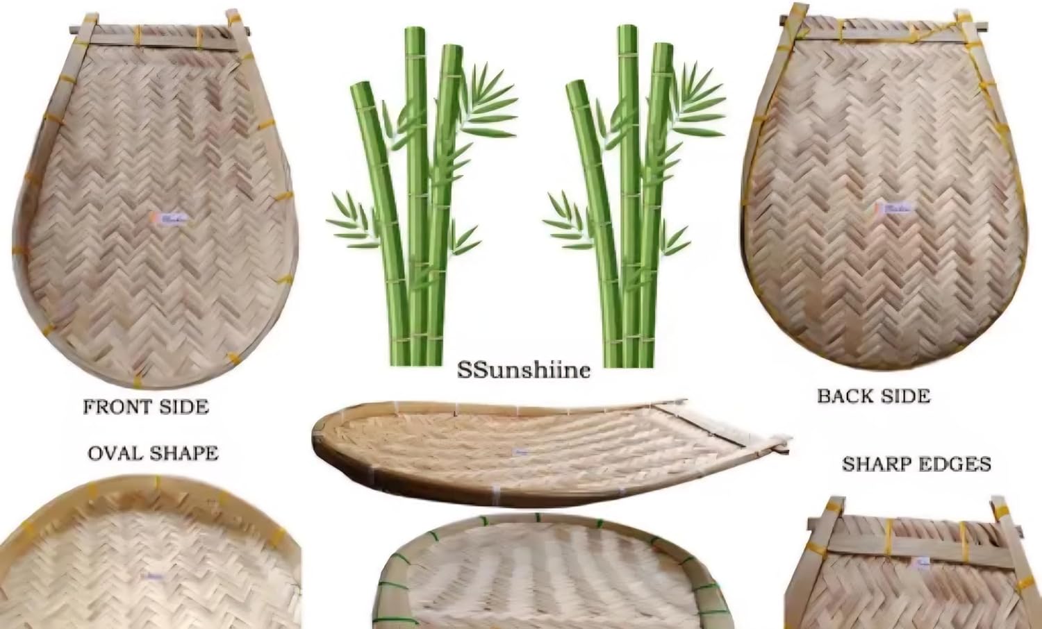 Kula, kulo, bengali kula, Handwoven Bamboo Basket with Lid, Natural, Herringbone Weave Pattern, Oval Shape, Traditional Storage