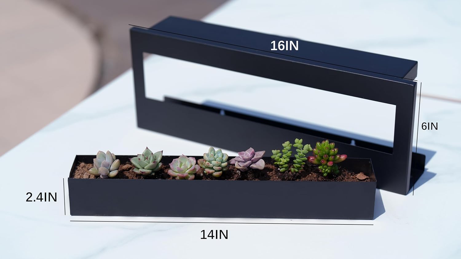 Black Planter Box Hanging Planters for Indoor Plants Succulent Pots Metal Wall Planter with Drainage Holes