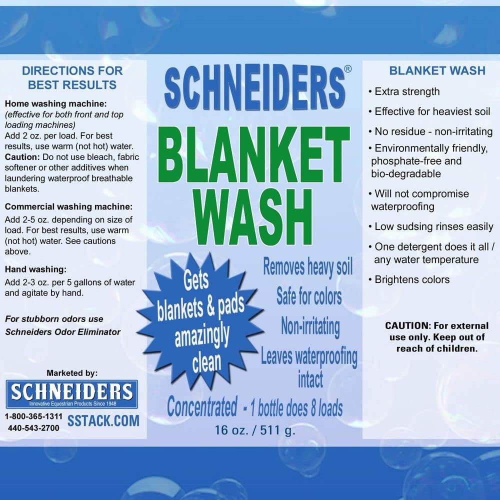 Schneiders Horse Blanket Wash | Transformative Equine Care | Wash in Waterproofing | Horse Blanket Wash Revives & Protects | Eco-Friendly Formula | Size 16 oz
