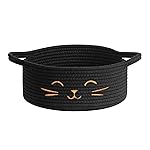 HiChen Small Storage Basket, Black Cute Pet Toy Storage for Cats, Dogs, Decorative Rope Bin for Organizing, Empty Gift Basket for Baby, Black, 9.8 x 4 inches