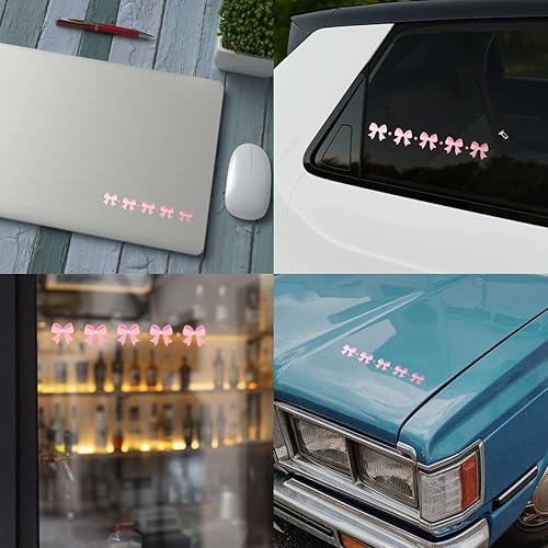 Miniatura 5 de 3 calcomanías de lazo de coqueta  Calcomanía de vinilo impermeable UV DTF rosa para espejo de coche, laptop, funda de teléfono, decoración de vidrio