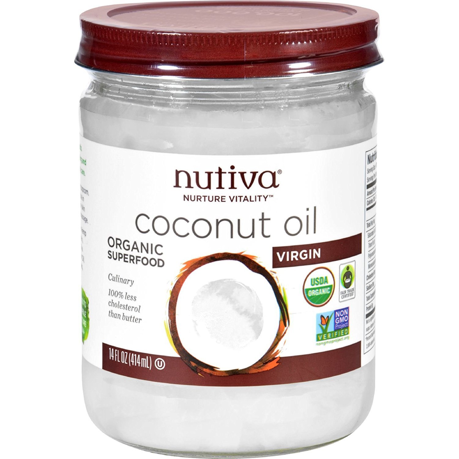 Nutiva Coconut Oil - Organic - Superfood - Virgin - Unrefined - 14 oz - Case of 6-100% Organic -