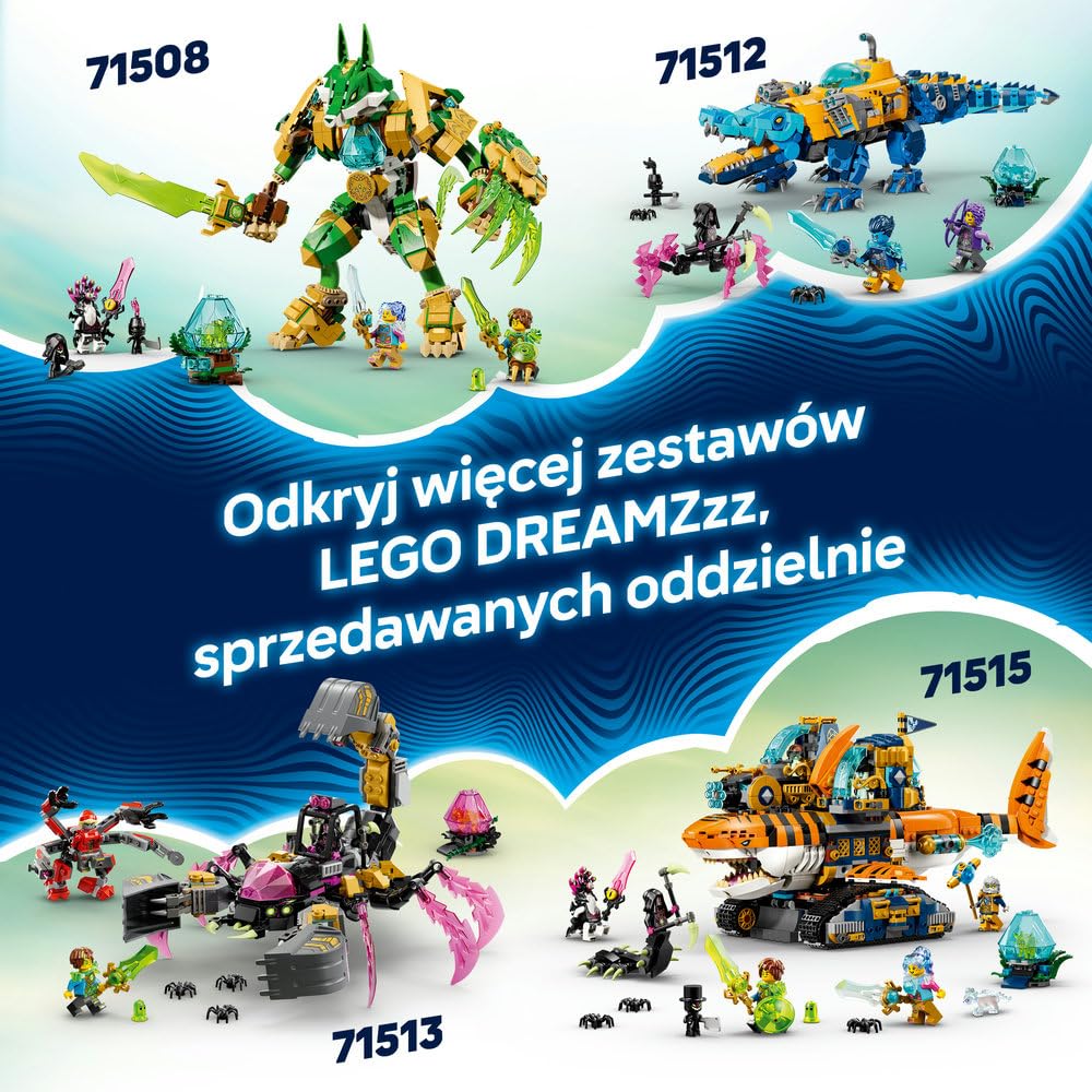 LEGO DREAMZzz Dinostatek kosmiczny 71514 | dinostatek kosmiczny, zestaw klocków, prezent dla chłopca i dziewczynki 9+, przygoda fantasy, 1007 elementów
