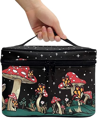 Vista 227 de doginthehole Bolsa de maquillaje, bolsa de cosméticos de viaje, bolsa de aseo portátil grande, organizador de accesorios para mujeres y niñas