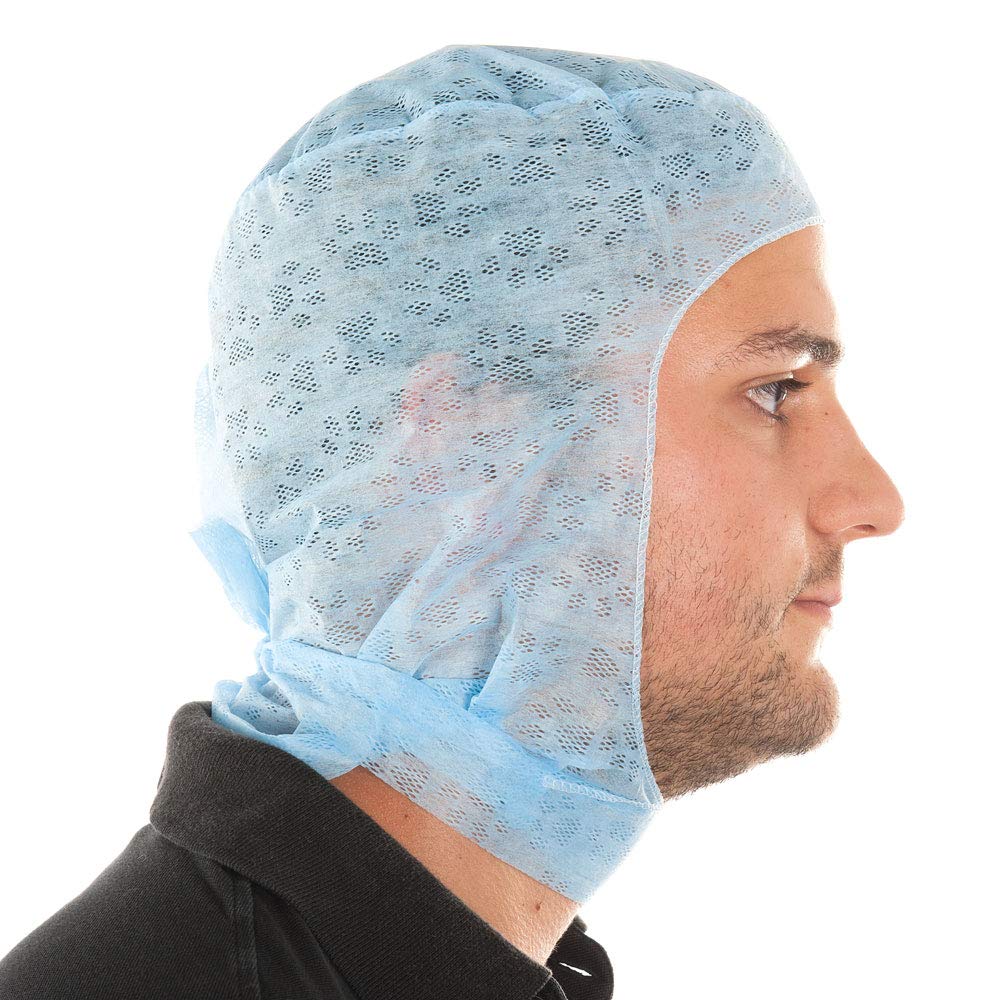 Franz Mensch 960 Stück Hygostar Astrohauben Bild | Viskose-Keyback, Karton, blau, Einheitsgröße, Astronautenhaube mit eingearbeitetem Mundschutz mit Nasenbügel, 2-Lagig, Leicht und Luftdurchlässig