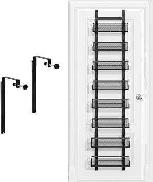 Emmalee Over the Door Pantry Organizer, 8-Tier Adjustable Metal Hanging Spice Rack, Space Saving Pantry Organizers and Storage for Kitchen, Storage Room, Bathroom, Bedroom (8 Tier, Black)