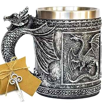 DIOSDMLN Game Of Thrones Beer Mugs, Stainless Steel Wine Mugs, Coffee Mugs 21oz For Collectible Themed Party Decoration