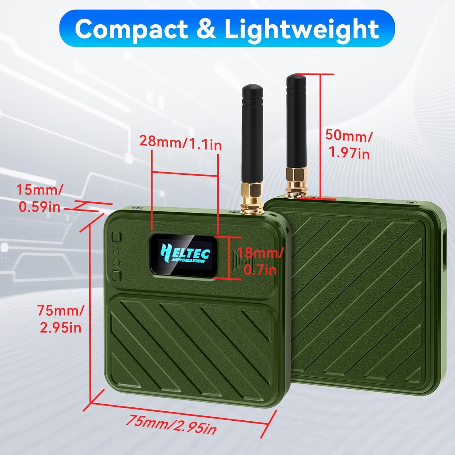 2 Set ESP32 LoRa V3 Development Board with 915MHz Antenna + 3000mAh Battery + Meshtastic Case, ESP32-S3 SX1262 Integrated WiFi Bluetooth OLED Display for Arduino LoRaWAN (N32 Plus, Green)