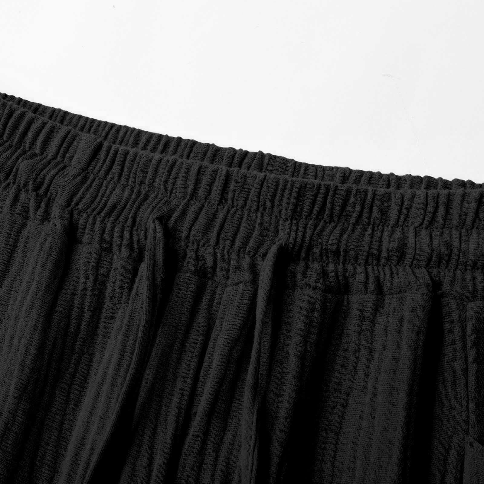 Pantalon Femme 3/4 Coton Lin Ete Pantacourts Fluide Décontracté à Cordon de Serrage Couleur Unie Pas Cher Pantalon de Jogging avec Poche Yoga et Pilates Taille Haute Vetement