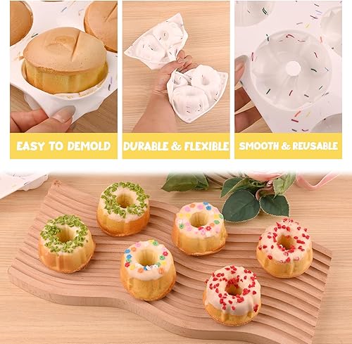 Miniatura 5 de HUAKENER 2 piezas de mini molde estriado para tartas, molde de silicona antiadherente para hornear cupcakes, donas, magdalenas, pan de maíz,