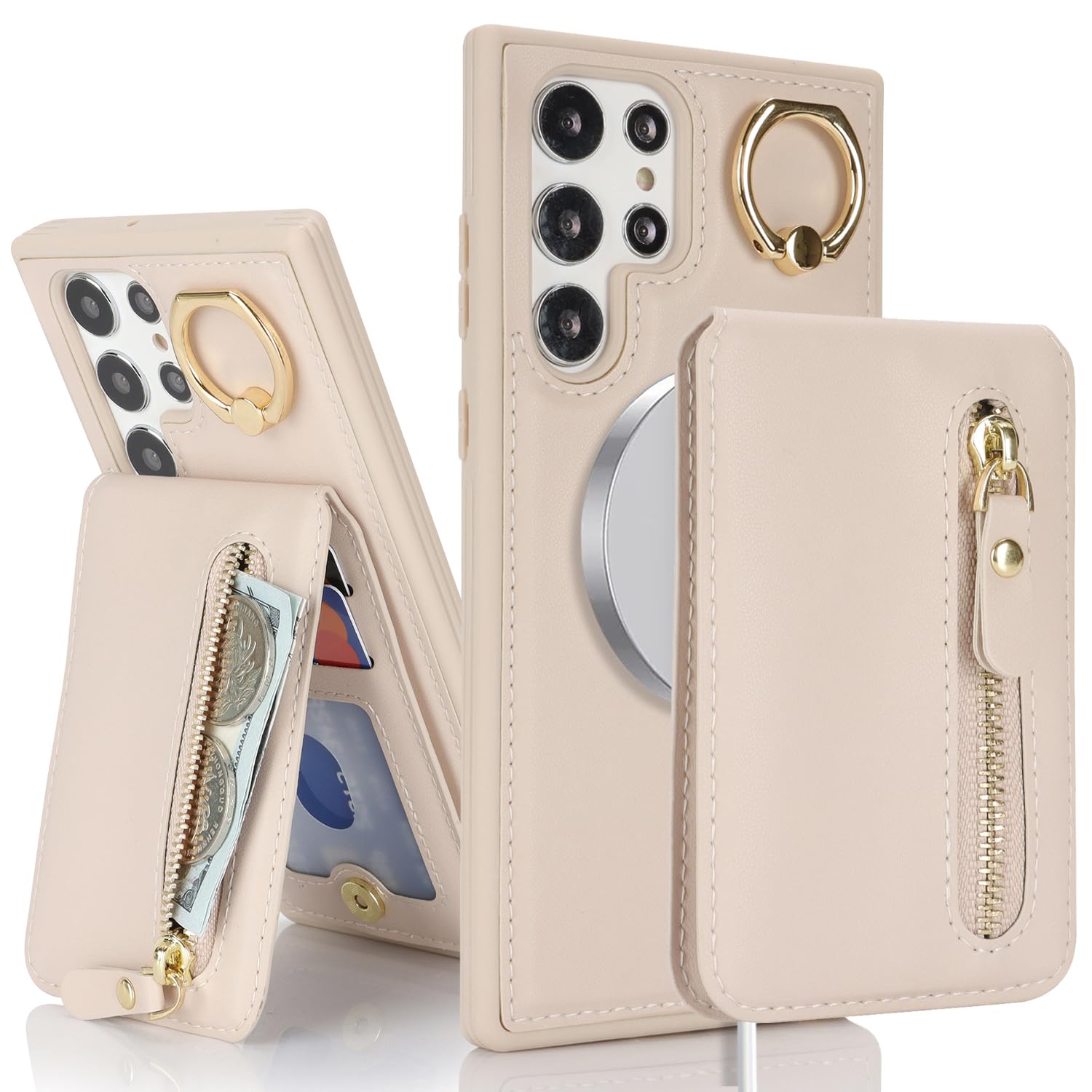 DEYHU for Samsung Galaxy S23 Ultra Phone case with Card Holder with Compatible magsafe Magnetic, Key Chain PU Leather Flip Kickstand Detachable 2-in-1