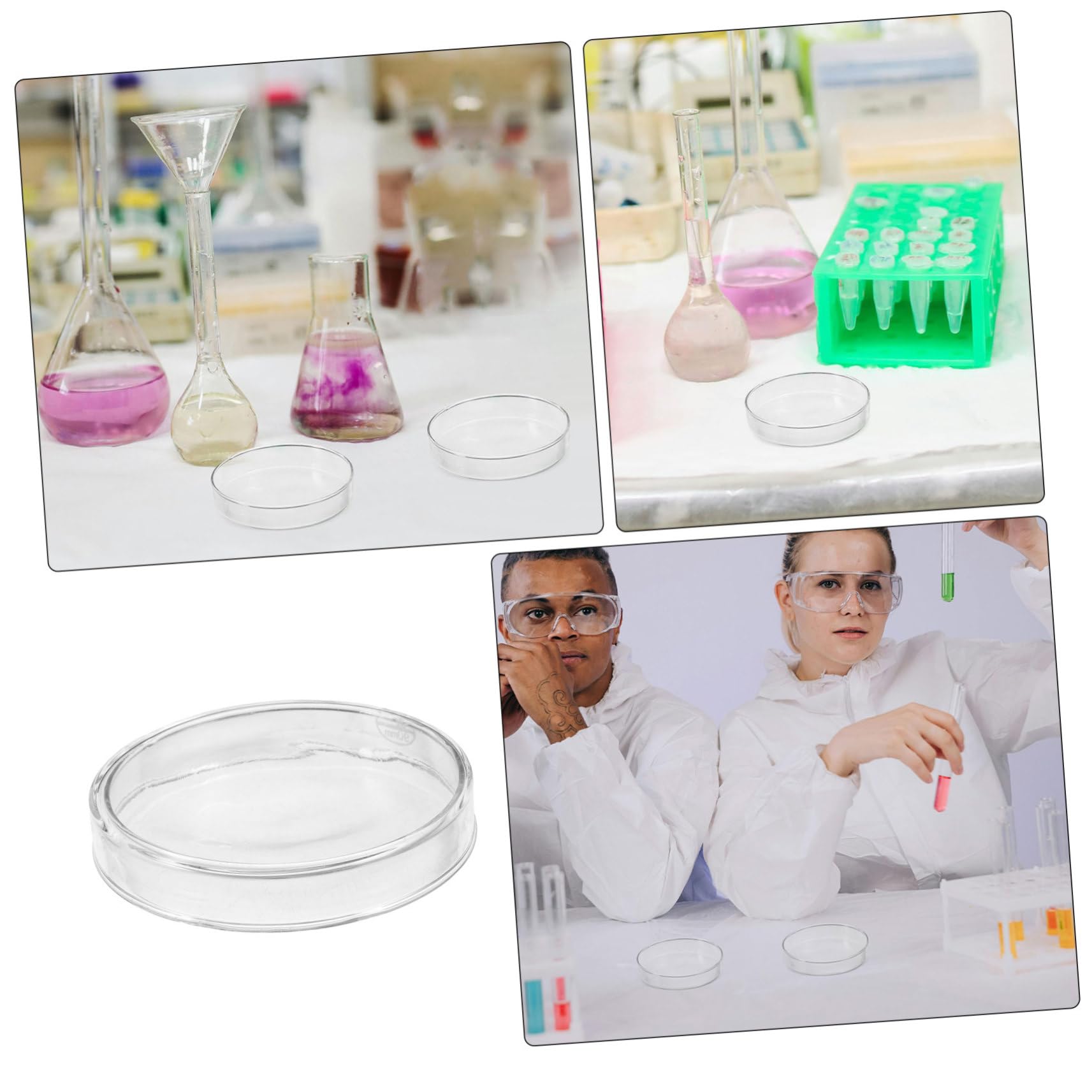 ULTECHNOVO 5pezzi Piastre Di Petri in Vetro Da Ispessite in Borosilicato Con Coperchio Trasparente Per Campioni Di Agar Esperimenti Scientifici e Microbiologia