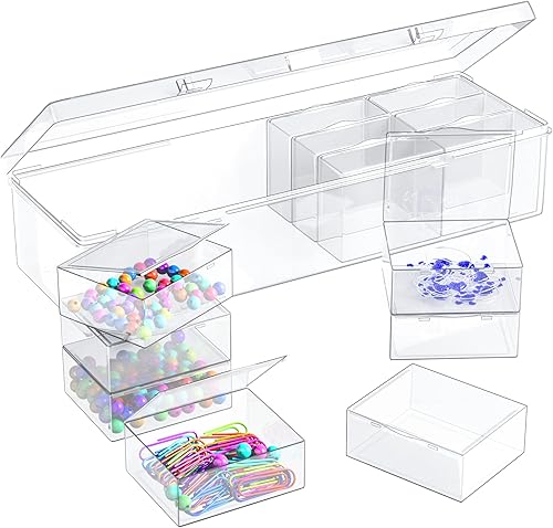 Goczsvoy 13 mini cajas de plástico transparentes con una funda de almacenamiento pequeños recipientes de plástico transparentes para organizador de