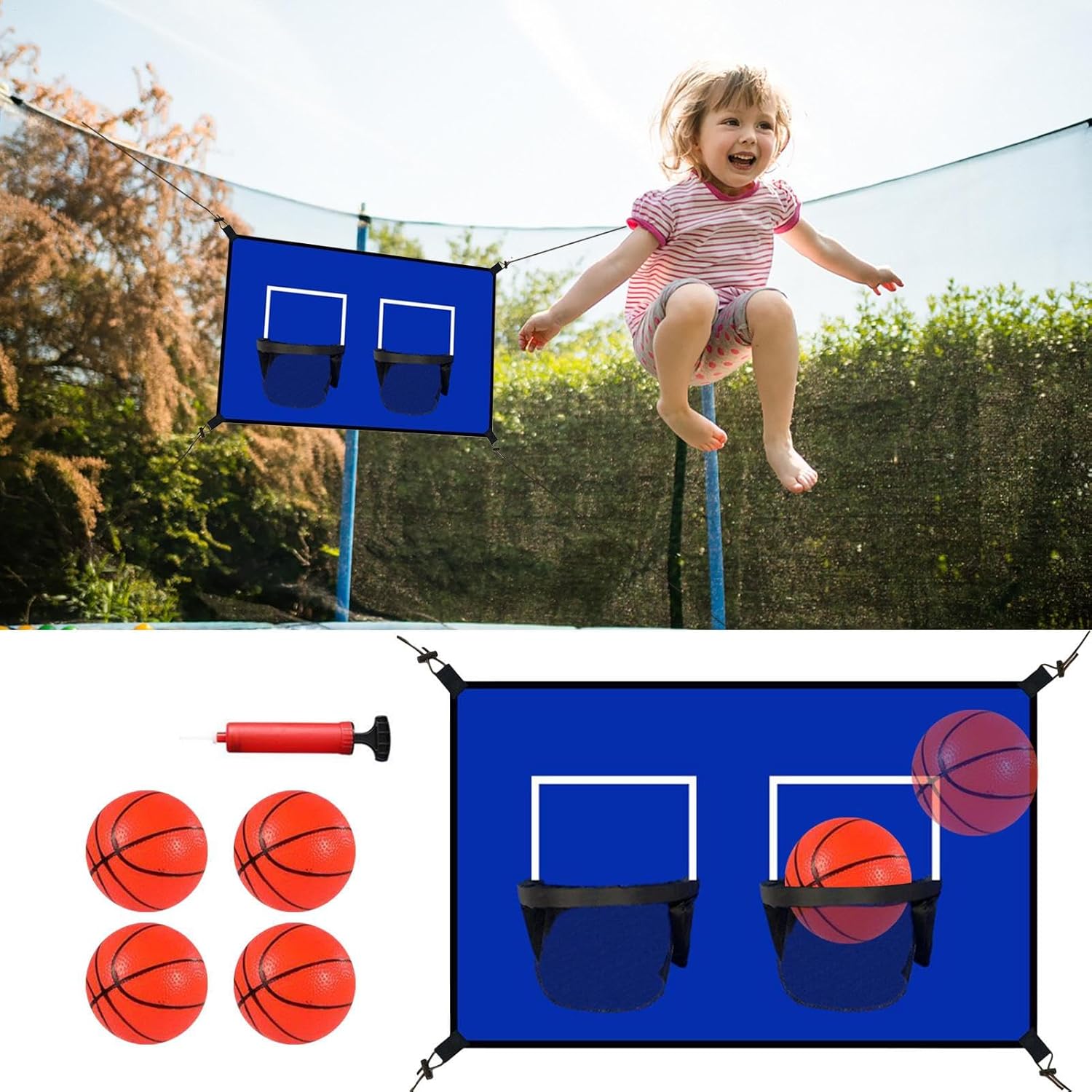 Trampoline Basketball Hoop - Basketball Net for Trampoline | Kids Accessories | Outdoor Sports Toys for Garden Play | Hoop Attachment Fun image 4 of 7 B0F4LY9LSR