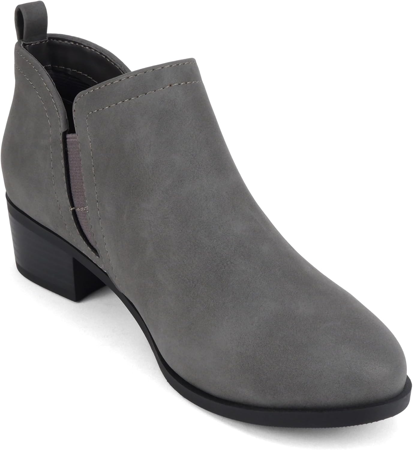 Soda “ZAYNE” ~ Women Round Toe Elastic Side Gore Side Zipper Pull Tab Low Heel Ankle Boot Bootie