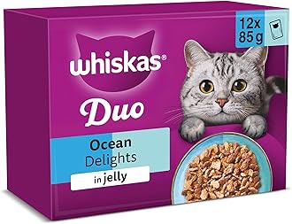 Tasty Duo 1+ Ocean Delight in Jelly 48 x 85 g Pouches, Adult Cat Food, Pack of 4 (12 x 85 g)