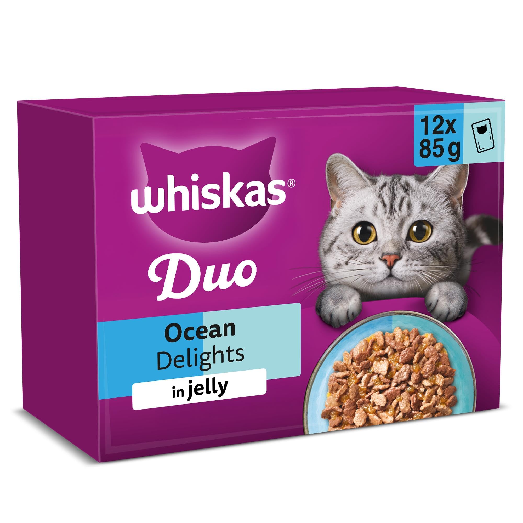 Tasty Duo 1+ Ocean Delight in Jelly 48 x 85 g Pouches, Adult Cat Food, Pack of 4 (12 x 85 g)