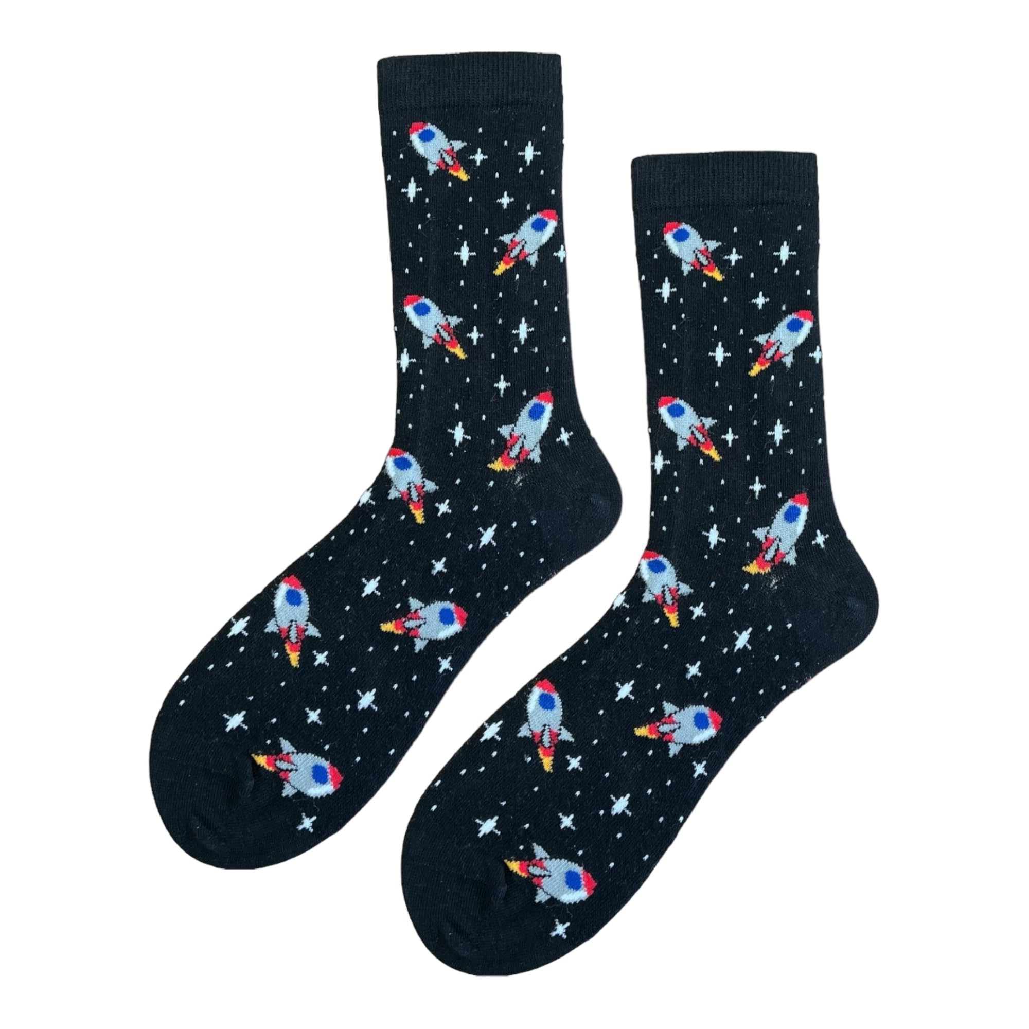 Rocket Pattern Fun Socks Gifts Space Funky Novelty Unisex Premium Cotton